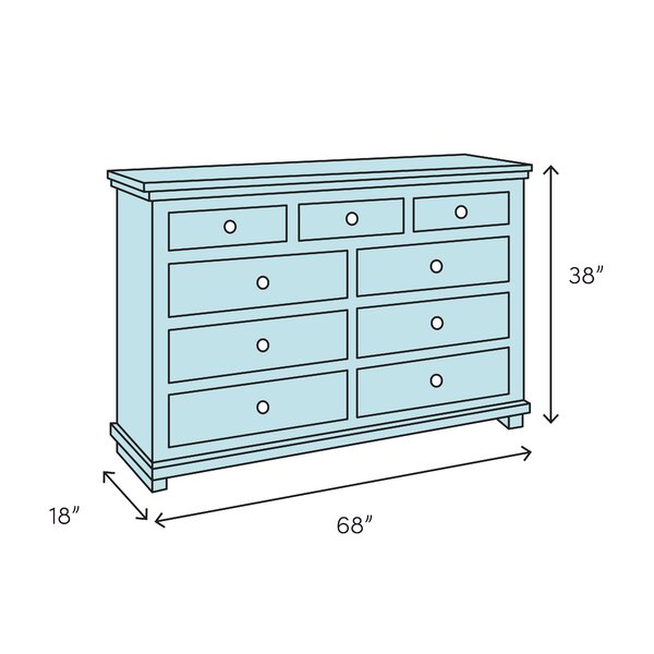 Gracie Oaks Kenric 7 Drawer 68'' W Solid Wood Dresser Wayfair